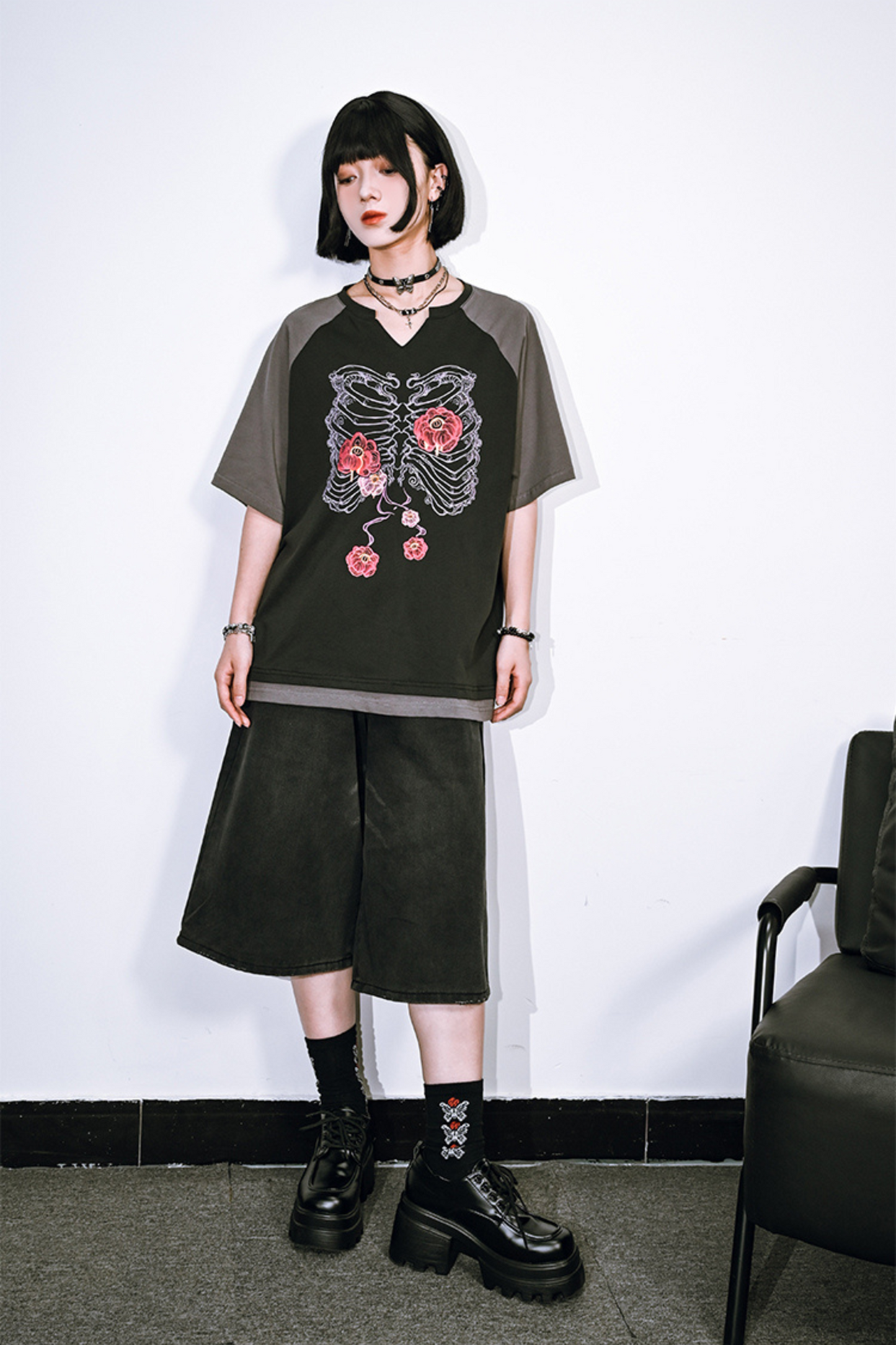 パンツ ハーフアッシュ ブラックデニム