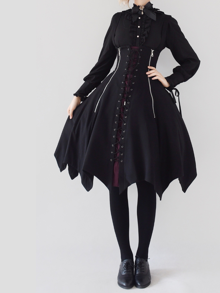 Übergröße Unterbrustrock mit hoher Taille und Trägern, Taschentuch-Saum