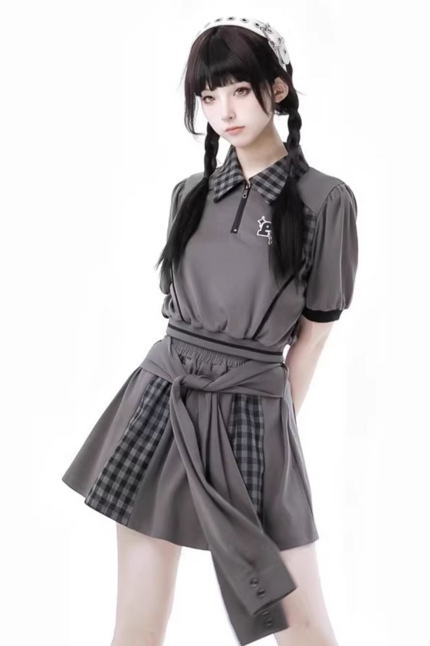 モードトップス チェックパンツ スカート カジュアル ワイド +