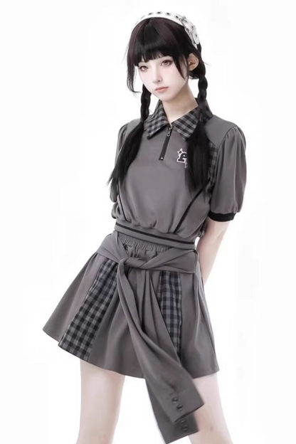 モードトップス チェックパンツ スカート カジュアル ワイド +