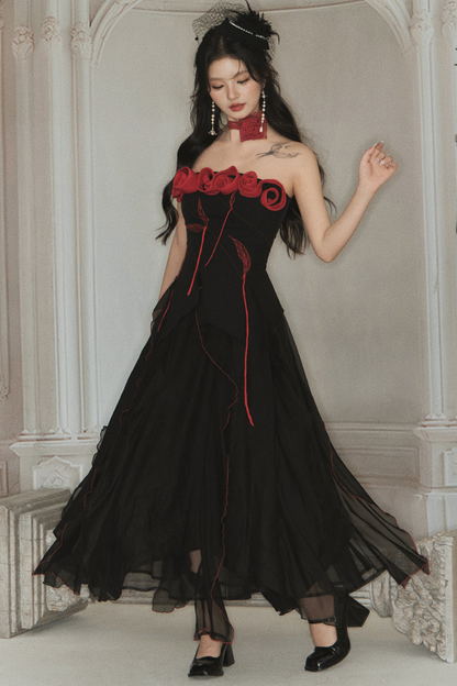 ビスチェ + クラッシュヘビーローズスカート