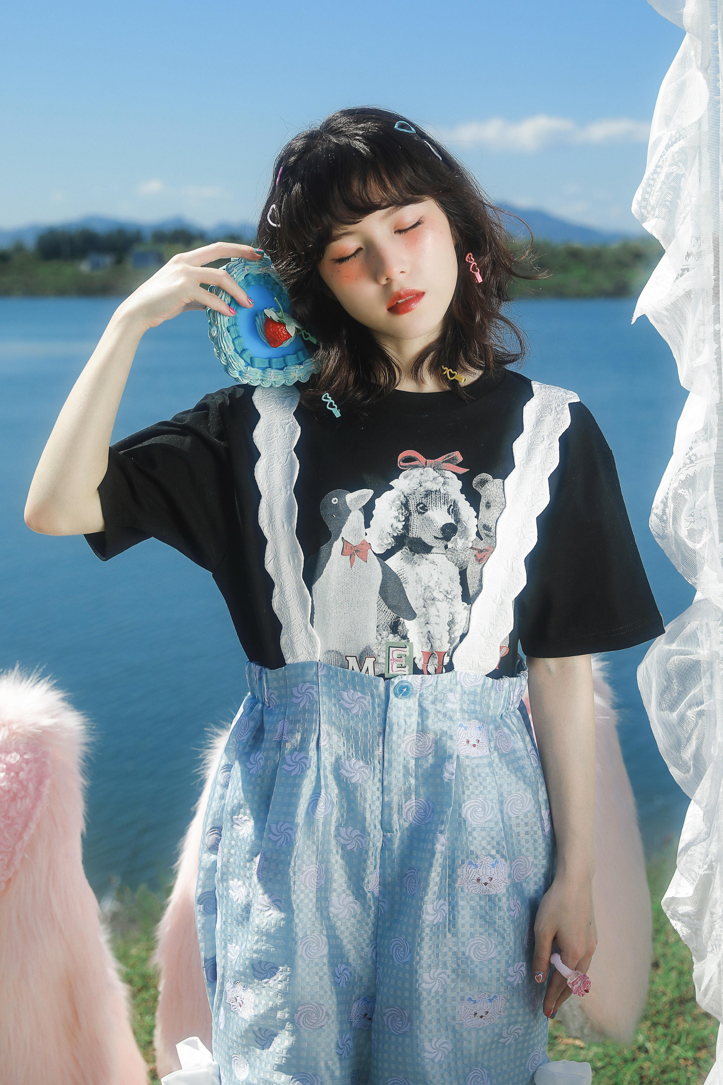 クマペンギンコラージュヴィンテージTシャツ