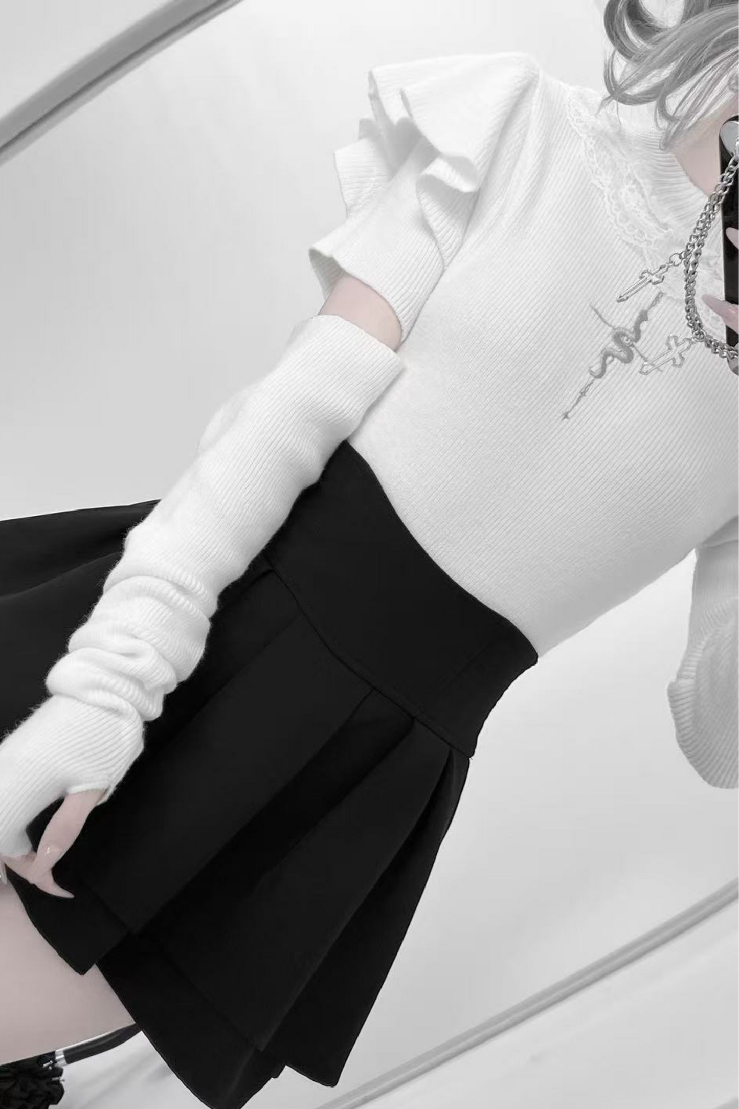 ウォーマーマインアームトップスタイルタイト