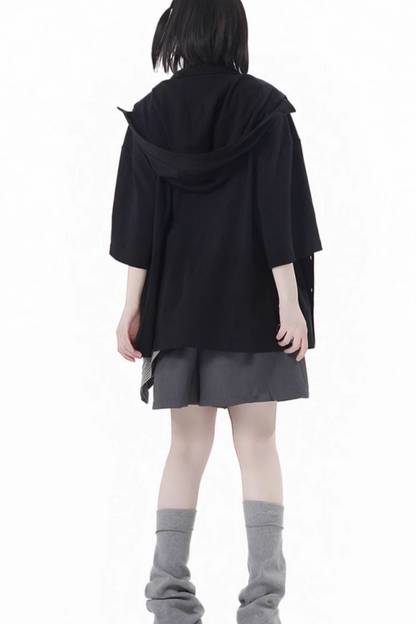 hooded pants top jacket Mode half vest sleeveless +