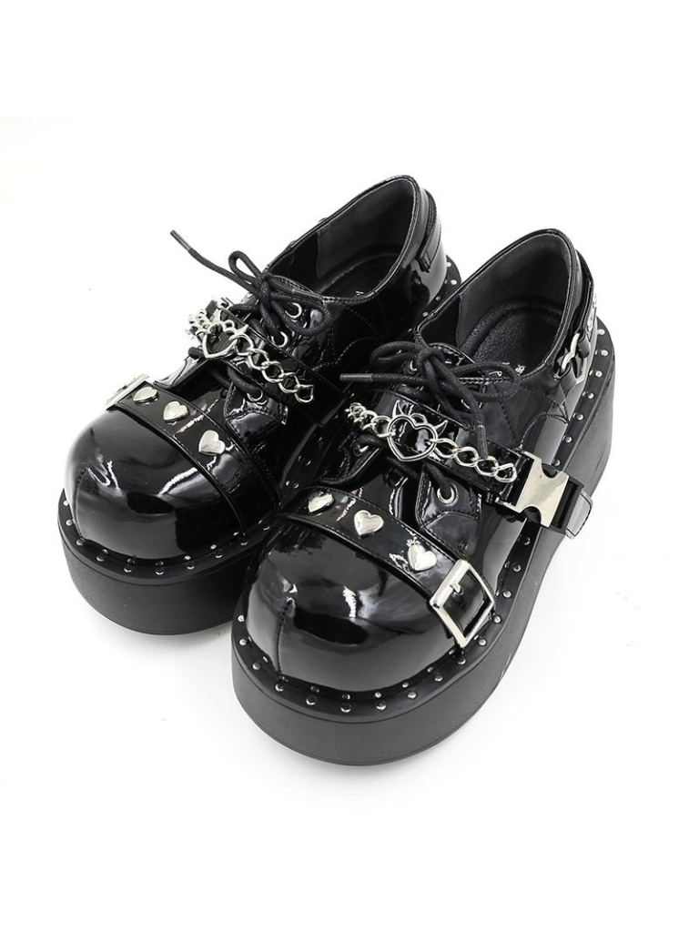 Punk Lolita Plattform Zehen Teufel Schuhe Gothic Runde Falle