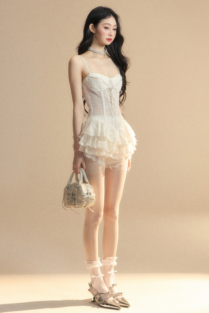 One-Shoulder French Cami Spitzenkleid Soul