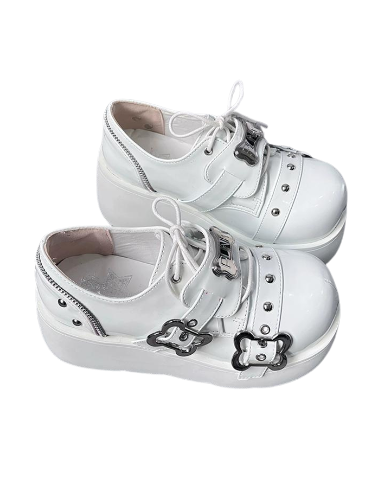 Toe Denim Shoes Puppy Platform Angel Punk Style Round