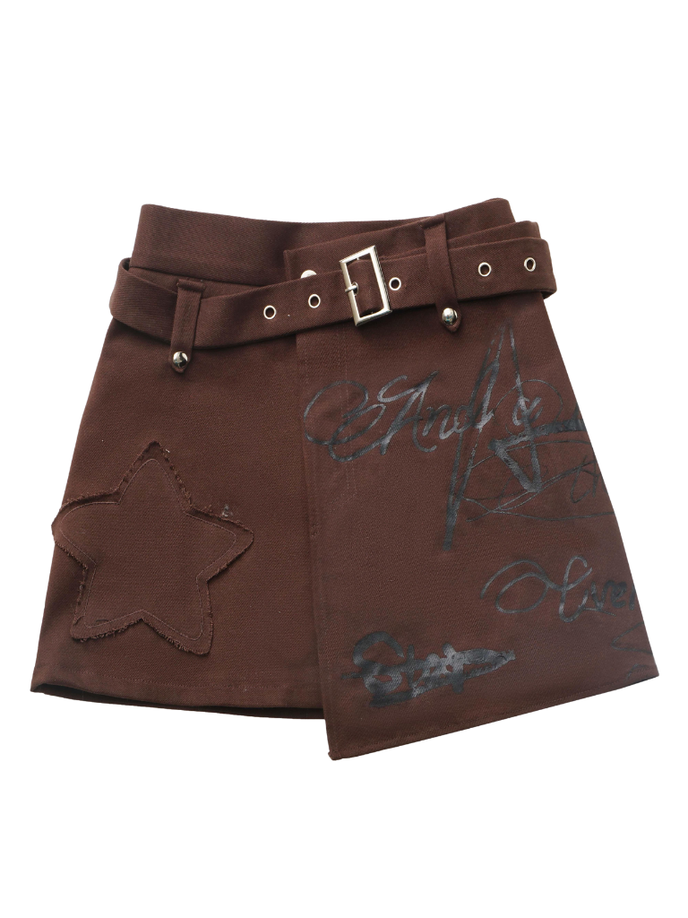 スターアメリカンプリント ルーズジップパーカー + イレギュラースカート + レッグウォーマー