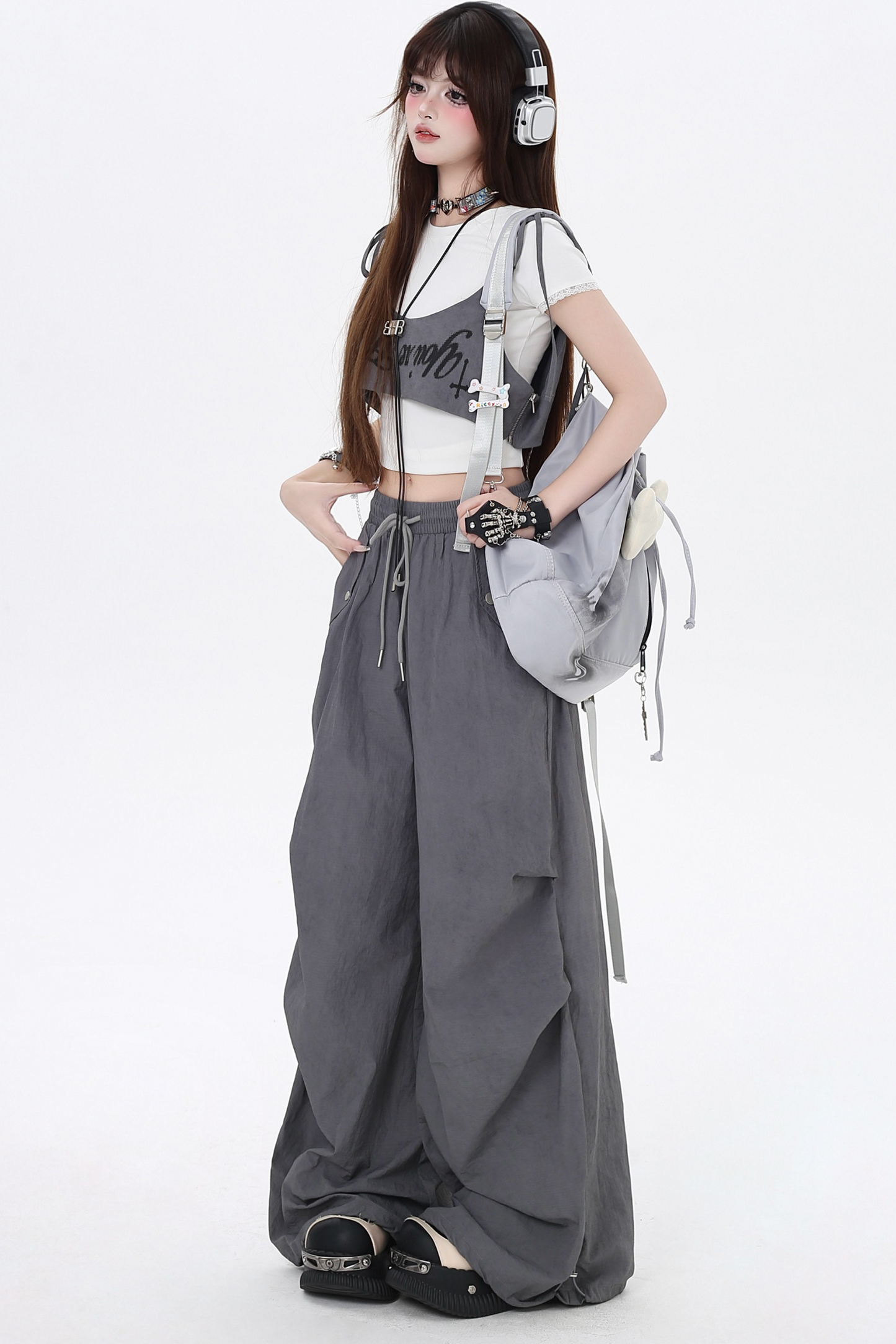 女の子用カジュアルウエストハイスパイスパンツ