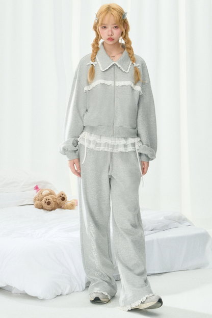 Sweatshirt Lässig Girly Lace Setup