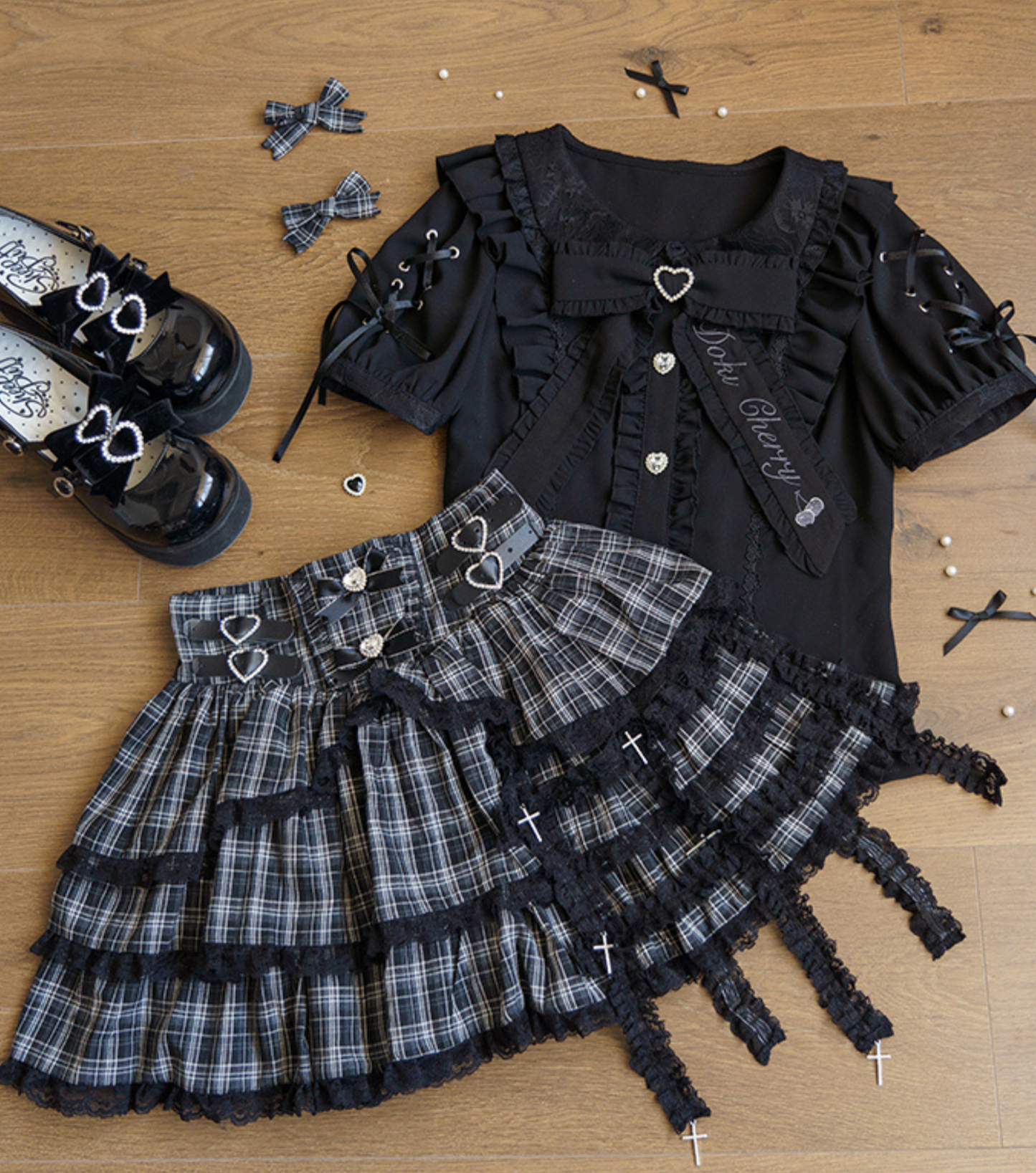 スカート ブラック コード 予約 シャツ マイン リボン バードケージ +