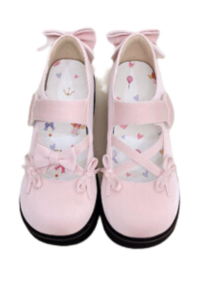 Round Lolita Shoes Ribbon Toe Platform