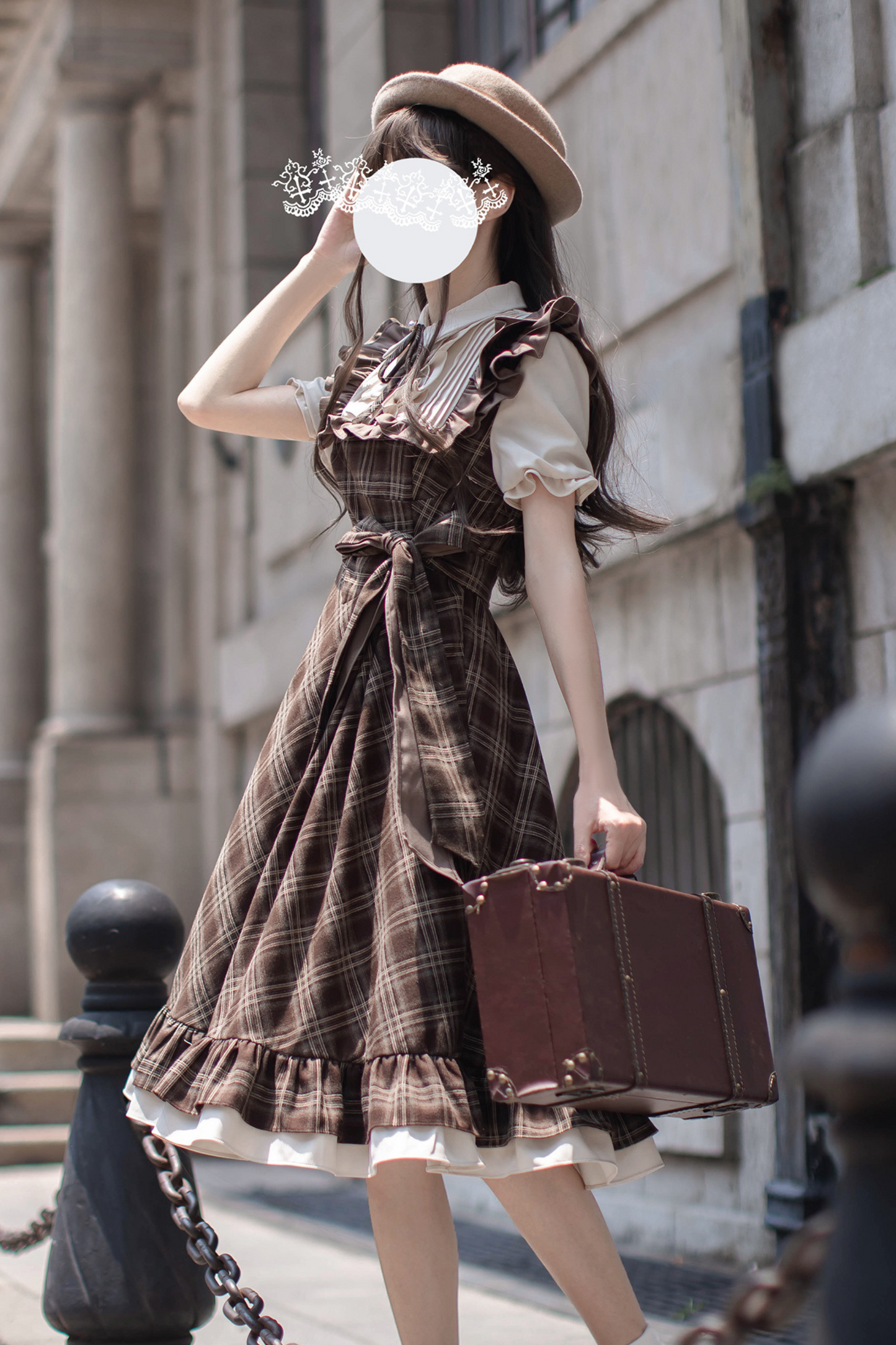 Ribbon + Retro Dress Check Tie Flared