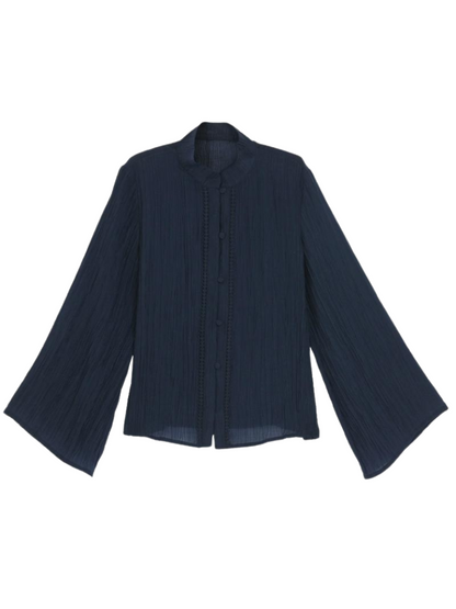 Bell-sleeved Shirt + Shoulder Tulle Bag Skirt Layered Set-up Ribbon Dress Chinese