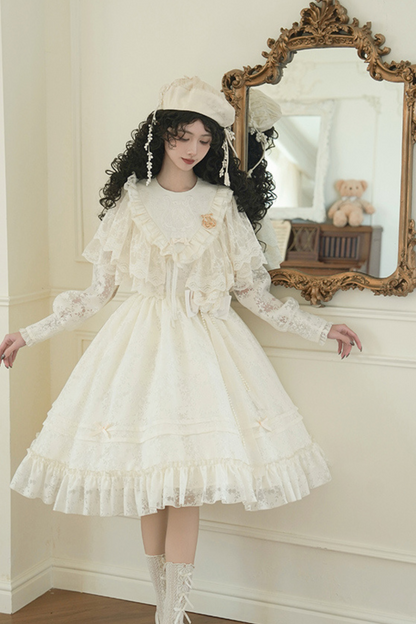Schal Weißes Kleid Lolita Spitze Sweet Cracolor +