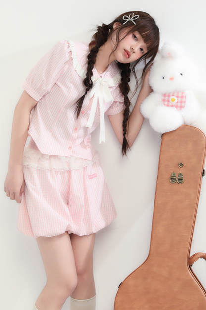 gestreifter Spitzenpuppenballon Peachy + Oberteilhose Bubbles