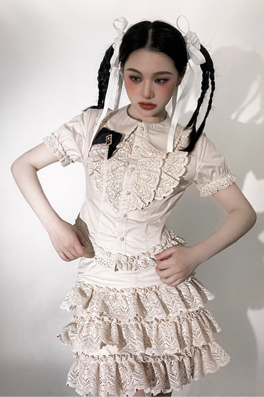フリルシャツケーキスカートレース+