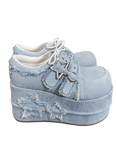Denim Subculture Hot Girl Shoes Platform Star
