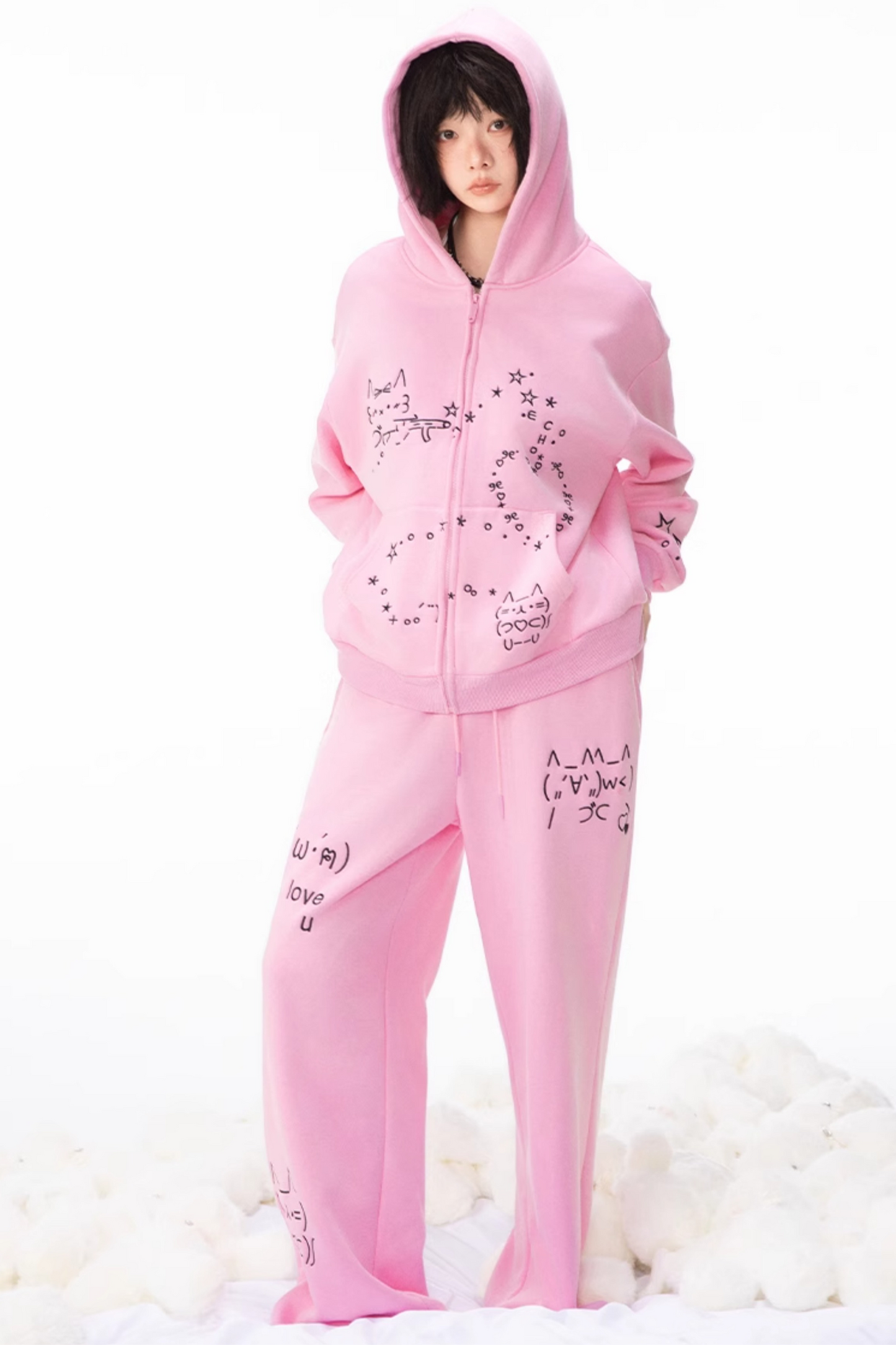 レッグボアフード付き+コンピューターパーカースウェットパンツストレート