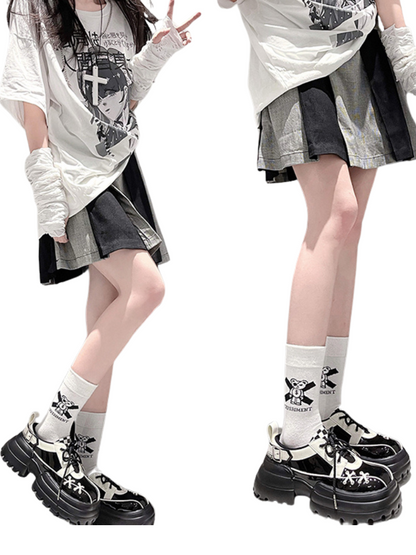 Checkerboard Punk Platform Shoes