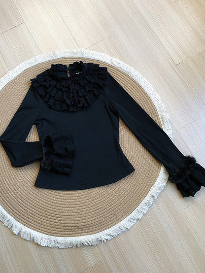 Black Knit for and Soft Top Lolita Autumn/Winter Warm