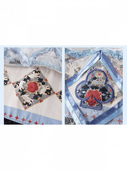 White Intricate Embroidery Overlay Apron with Ruffle Trim - Zao Jing Ji