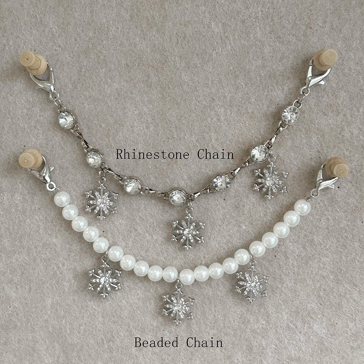 / Rhinestone Chain with Blue Tote Bag Light Beaded Chain Snowflake Embroidery Plush