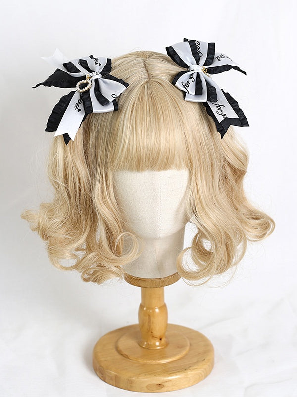 A Pair Letter Bowknot of Jirai 5 Colors Hairclips Ribbon Kei