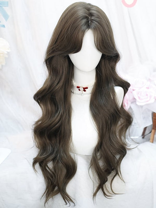 65–70 cm Taillenpony mit teelanger Vorhangperücke, gewellt, Braun/Schwarz