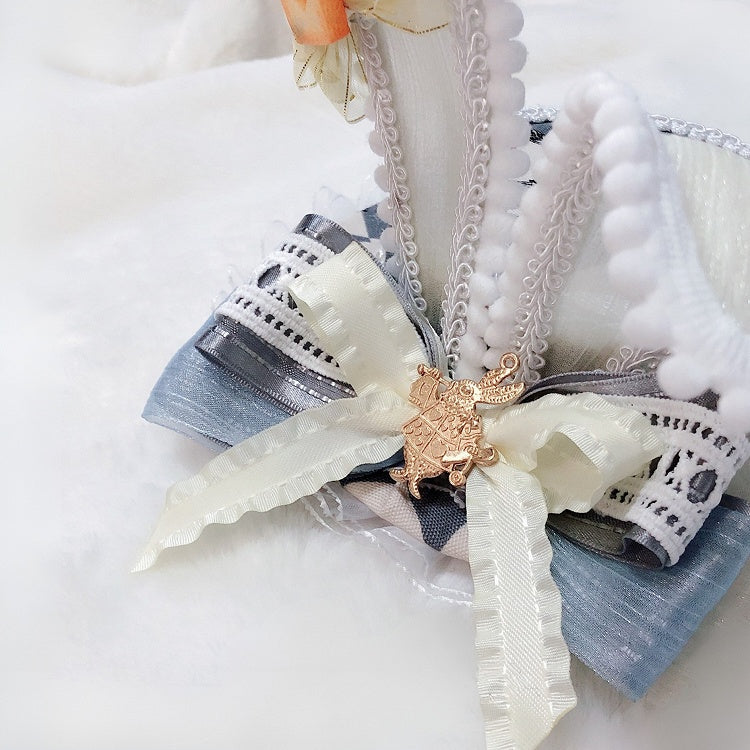 Wunderland Grau Mini Verzierte Hasen Poker Ohren Alice Vibes Hut in