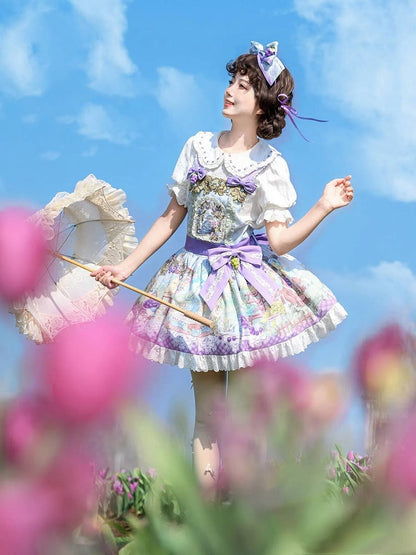 Grapes Overall Parrot Sweet Print Lolita Dress and Cute