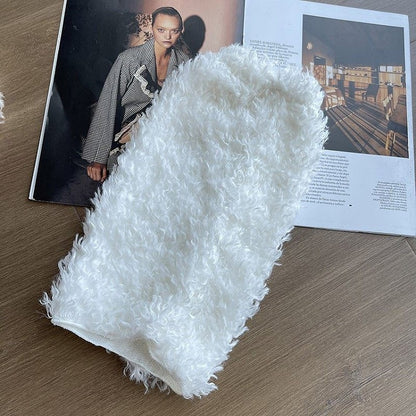 Curly Fur White Warmers Faux Leg