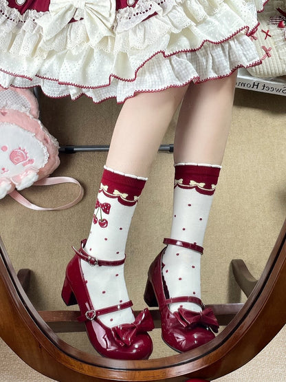 Socks Pattern Sweet Styles) Cherry/Bear Calf Style Lolita (3