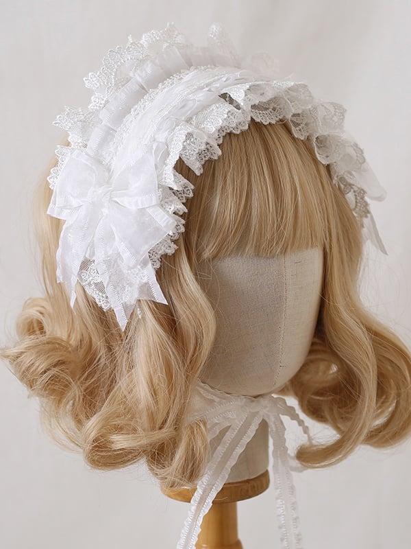 Haarband Bowknot Weiß 7 süße wunderschöne Farben Lolita Spitze