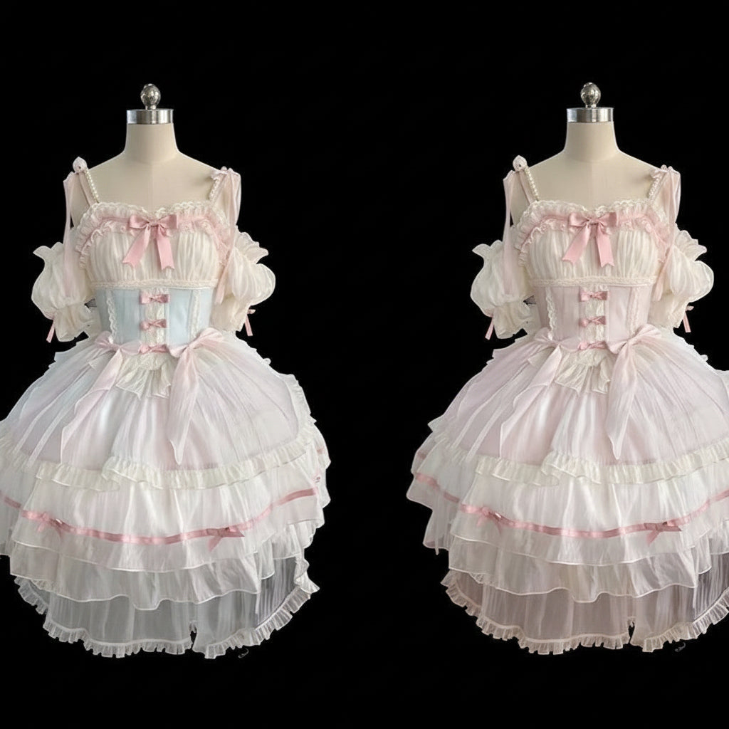 Lolita Ballet Style JSK Dress – Birthday & Formal Gown with Arm Sleeves