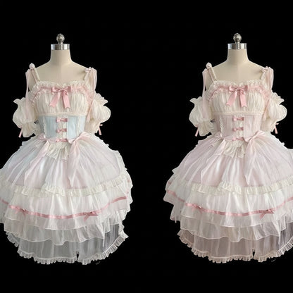 Lolita Ballet Style JSK Dress – Birthday & Formal Gown with Arm Sleeves