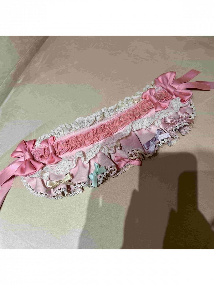 Pink Layered Ruffle Lolita Hairband with Bow Accents - Sweet Dream Box