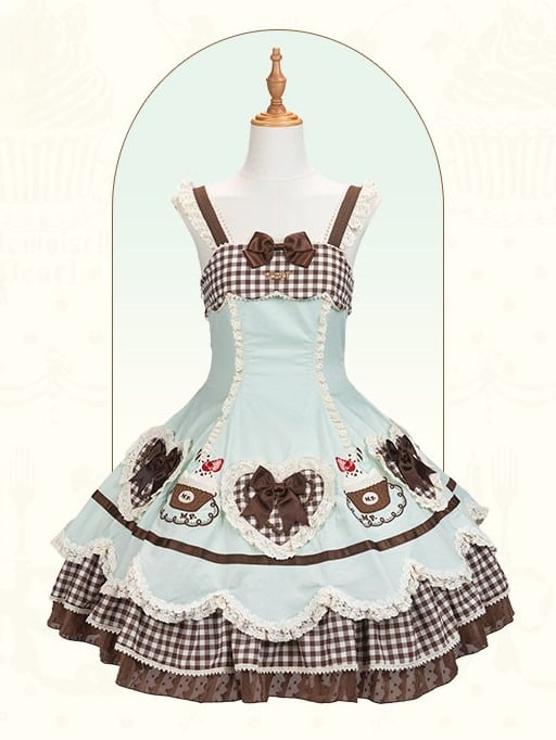 Shape Green Lolita Heart Mint JSK Applique Cake Hem and Embroidery Pompompurin