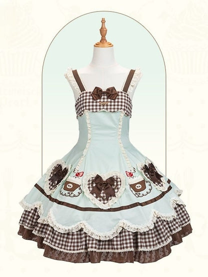 Shape Green Lolita Heart Mint JSK Applique Cake Hem and Embroidery Pompompurin