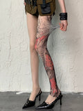 Design Fashion Asymmetrische Gyaru Tattoo Strumpfhose Nude Print Fisch