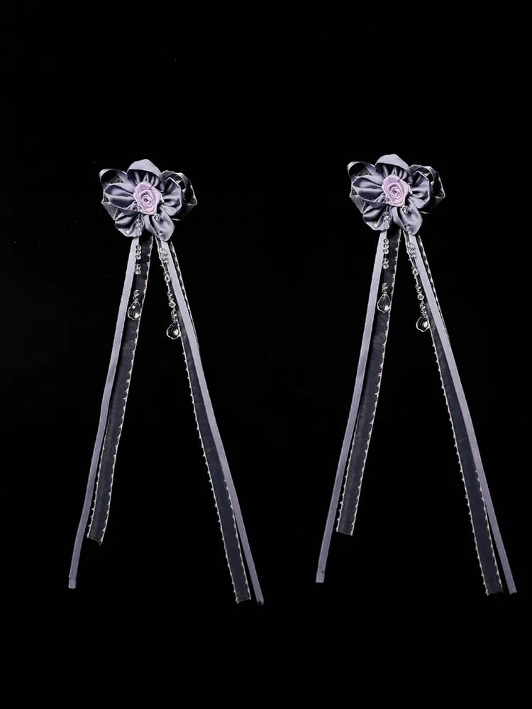 Lila Schwarz Beige Broschen / Rote Blume