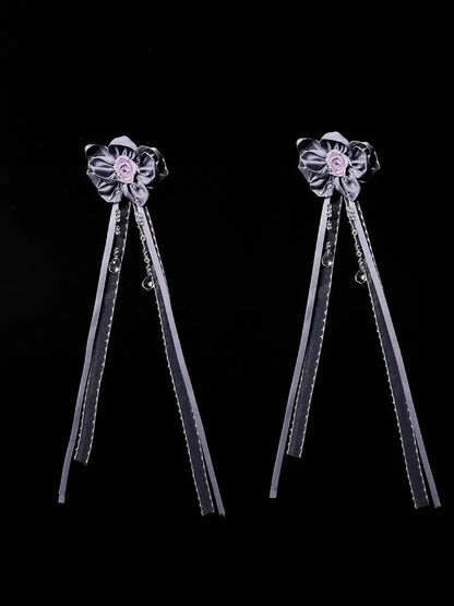 Lila Schwarz Beige Broschen / Rote Blume