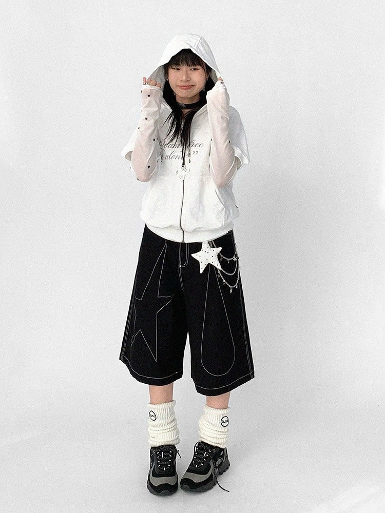 Black Star & Raindrop Line Wide-Leg Pants - innomoood innomoood | LilyVow