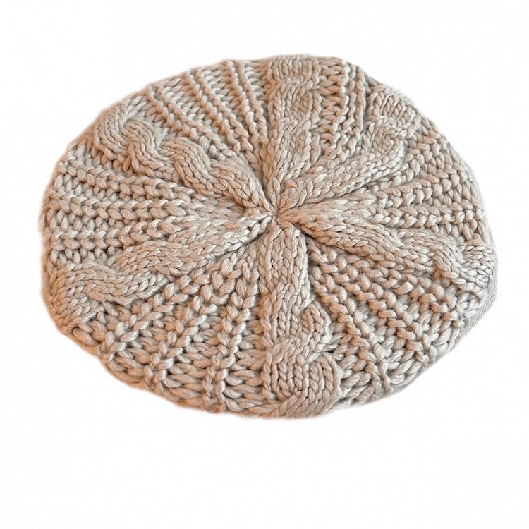 Hat Knitted Khaki/Brown/Black Beret