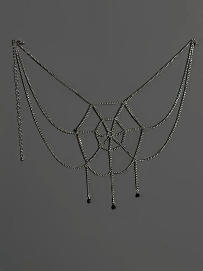 Black / Red Spider Web Waist Chain Gothic Lolita Accessory