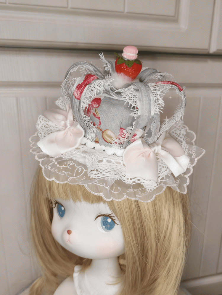 Bowknot Crown Color Sweet Lolita Mini Options Strawberry 2 Hat
