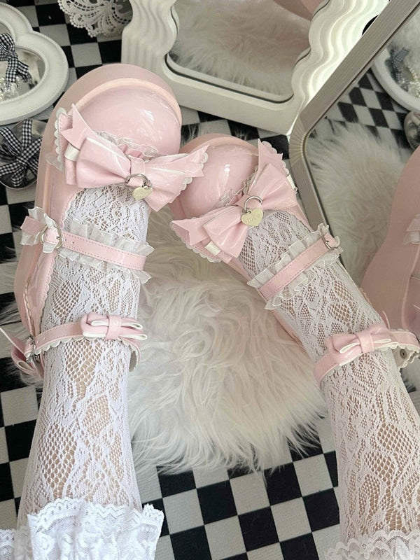 Rose - Chaussures Mary Jane à Nœuds avec Plateforme Élégante
