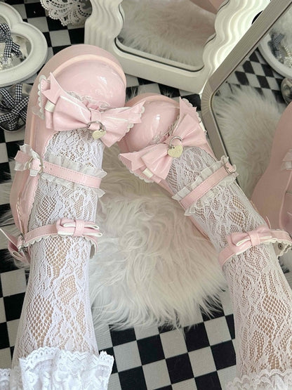 Rose - Chaussures Mary Jane à Nœuds avec Plateforme Élégante