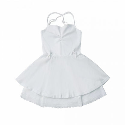 Double-Layer Slip Dress in White (Short Version) - PINK SAVIOR