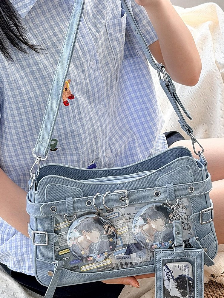6 Colors Transparent Crossbody Ita Shoulder Bag with Cat Theme - Wudong Shop